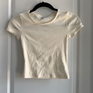 cream ribbed crop top
